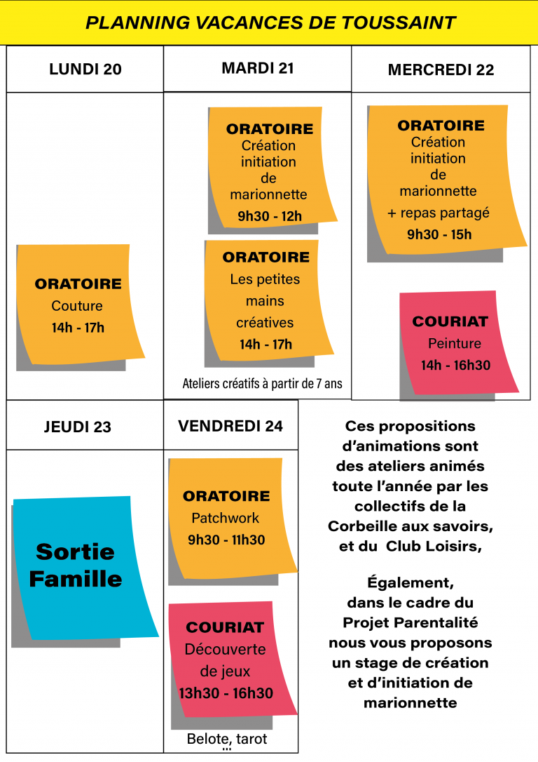 Plannig 1ère semaine Toussaint_Plan de travail 1
